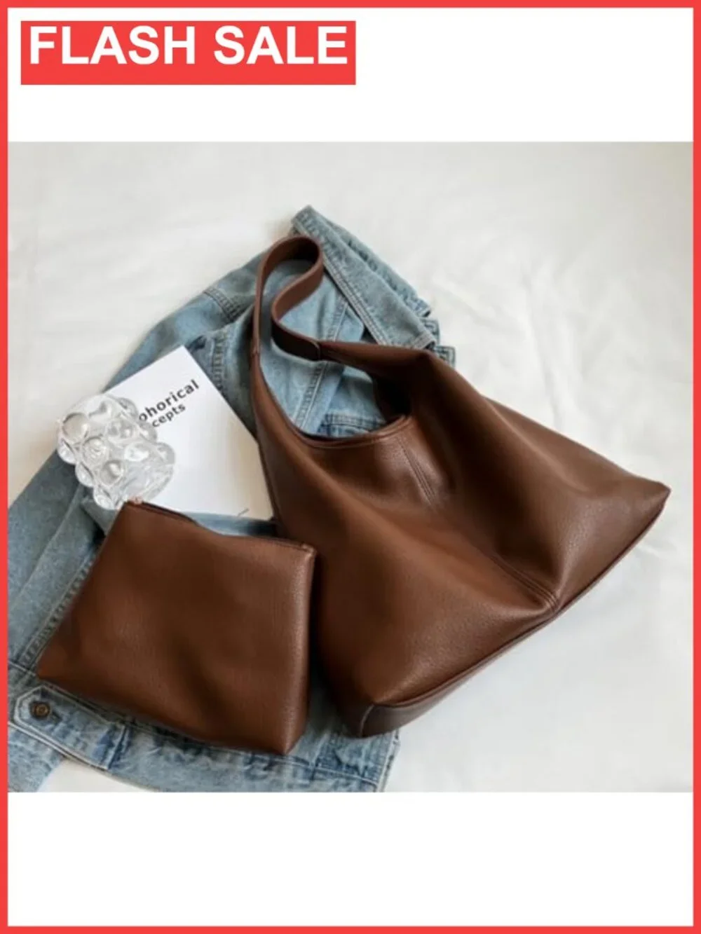 Women's Retro PU Leather Hobo Bag Set Soft Large Tote Crossbody Shoulder Purse